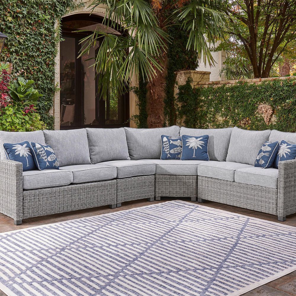 Ashley Naples Beach Patio Armless Chair with Cushion in Light Gray, , large