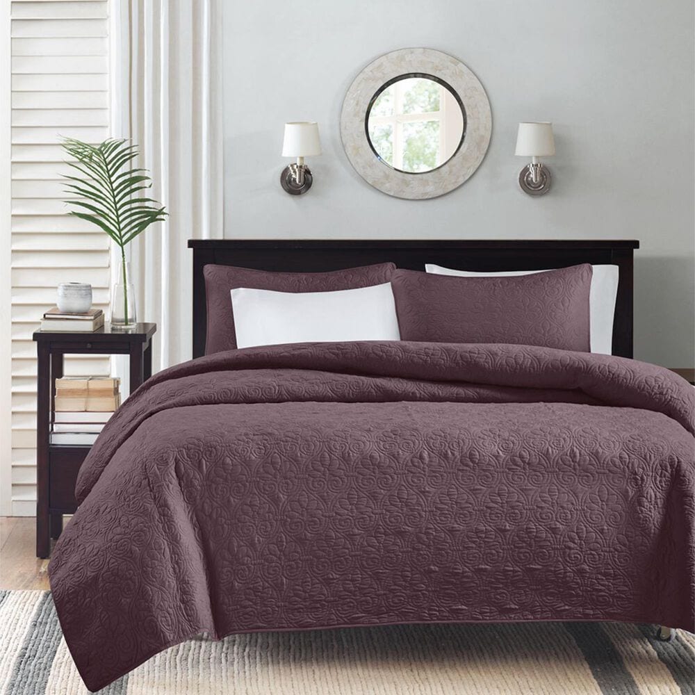 Hampton Park Quebec 3-Piece Full/Queen Quilt Set in Purple, , large
