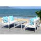 Safavieh Nunzio 4-Piece Outdoor Chat Set in Grey Wash, White, and Light Blue, , large