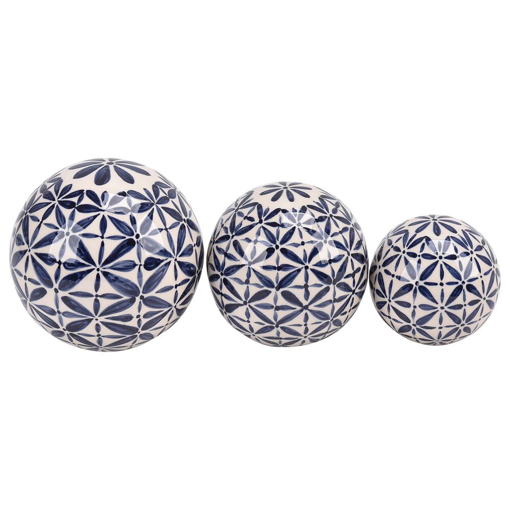 Sagebrook Home Assorted Abstract Orb in Blue (Set of 3), , large
