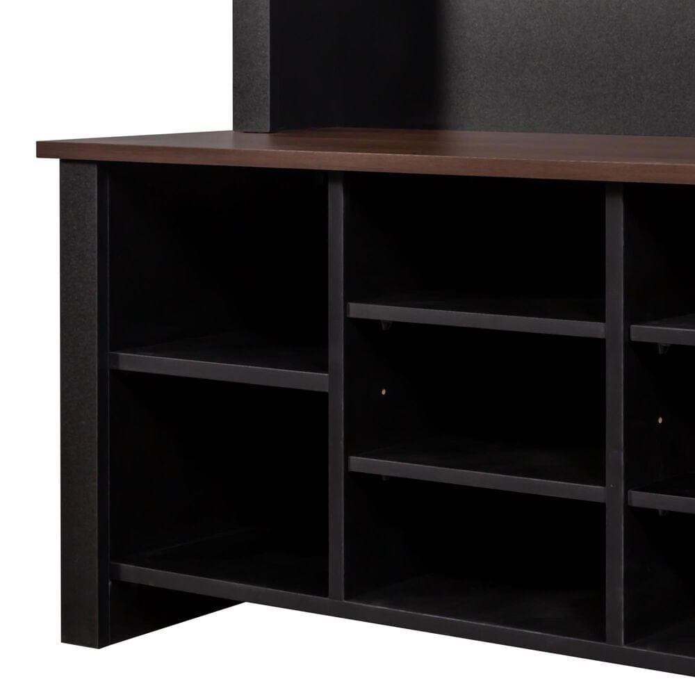 HOMLUX 6-Hook Hall Tree with 16-Compartment in Black and Walnut, , large