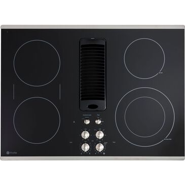 GE Profile 30" Downdraft Electric Cooktop in Black and Stainless Steel, , large
