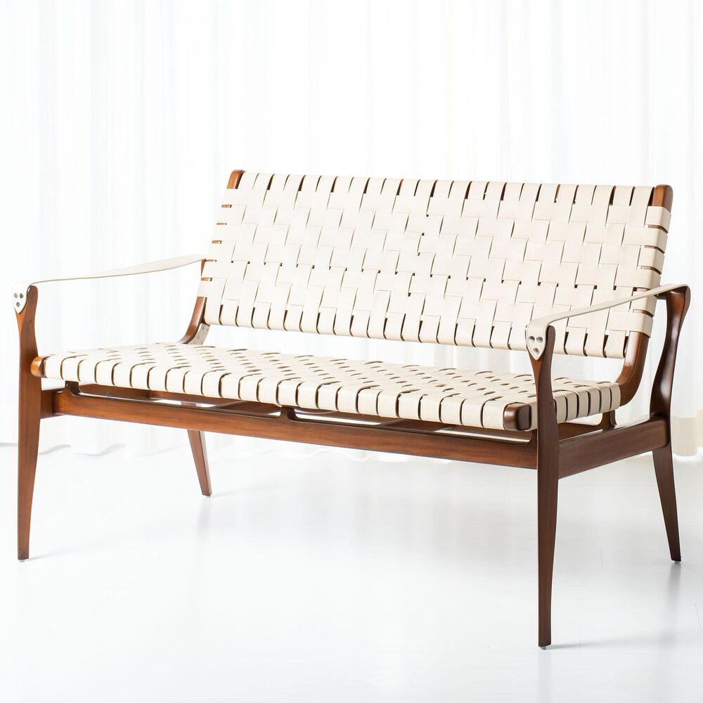 Safavieh Dilan Loveseat in White/Light Brown, , large