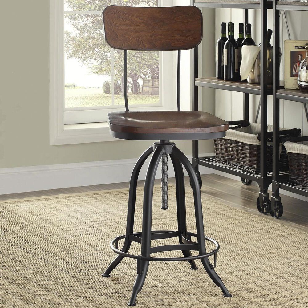 Carolina Cottage Mason Adjustable Stool in Chestnut and Black, , large