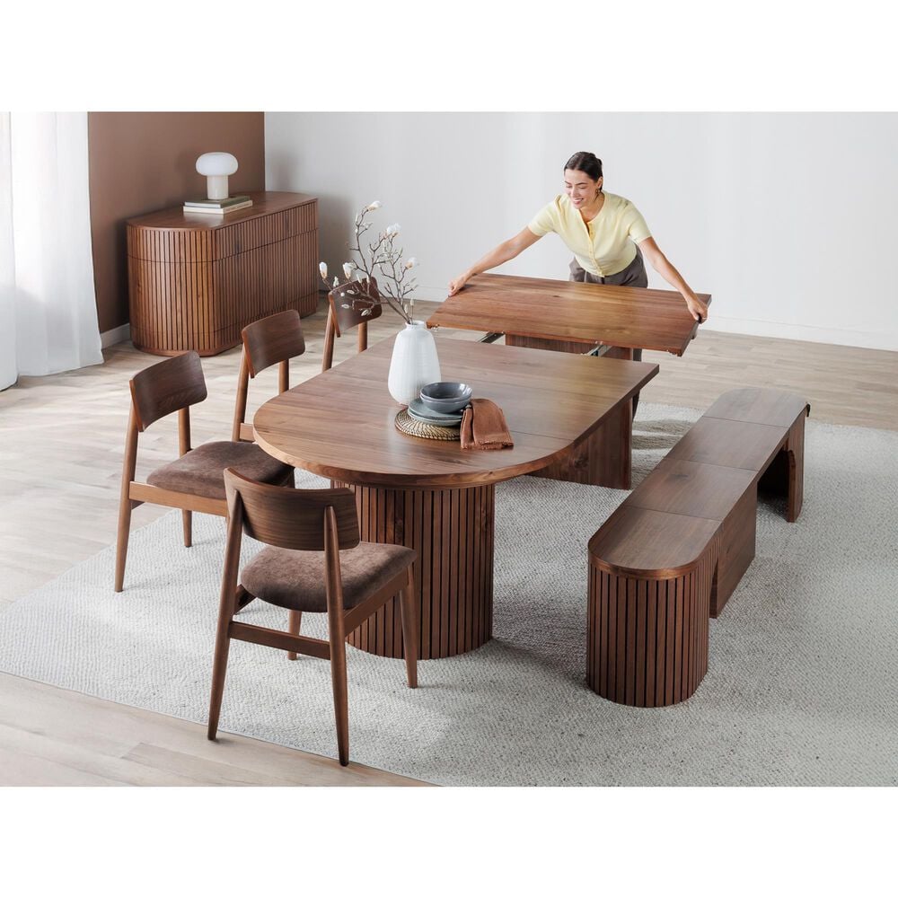 Transformer Table Round Dining Bench in Royal Walnut, , large