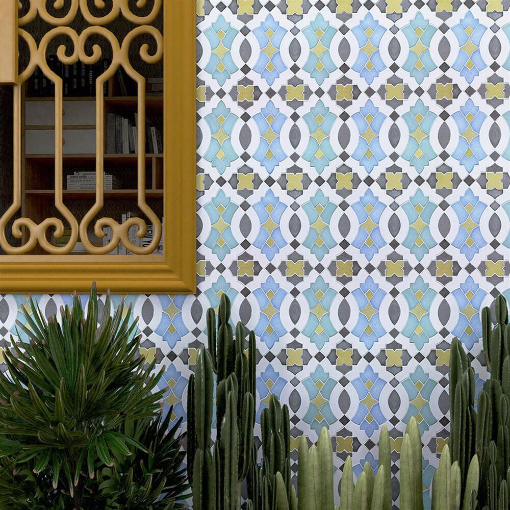 Soho Studio Alpana Nador Multicolor 8.04" x 14.29" Cement and Lava Stone Mosaic Sheet, , large