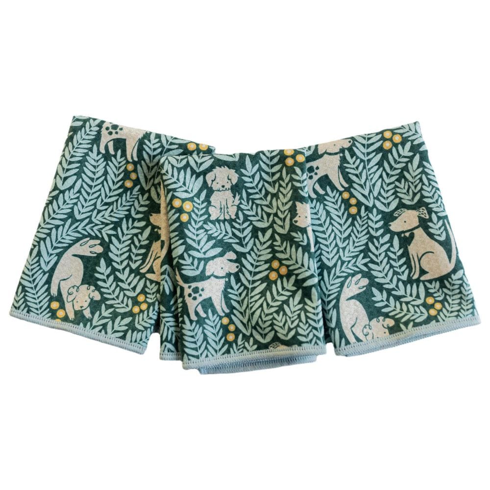 Once Again Home Dog Park Reversible Mighty Mini Towel in Teal (Set of 3), , large