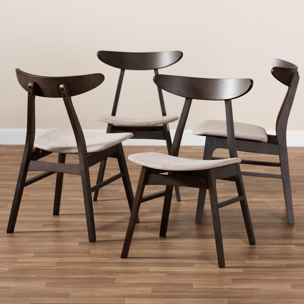 Baxton Studio Britte Dining Chair in Beige/Dark Brown (Set of 4), , large