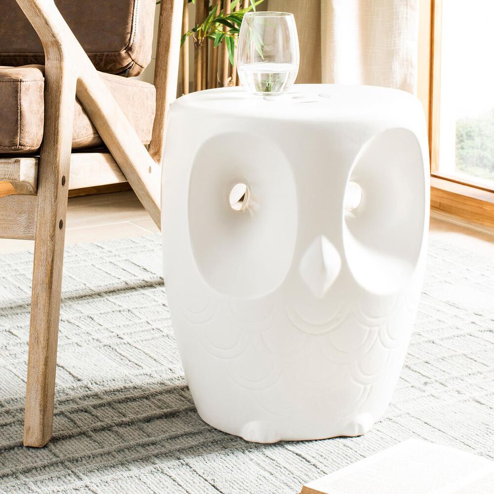 Safavieh Owl Garden Stool in White, , large