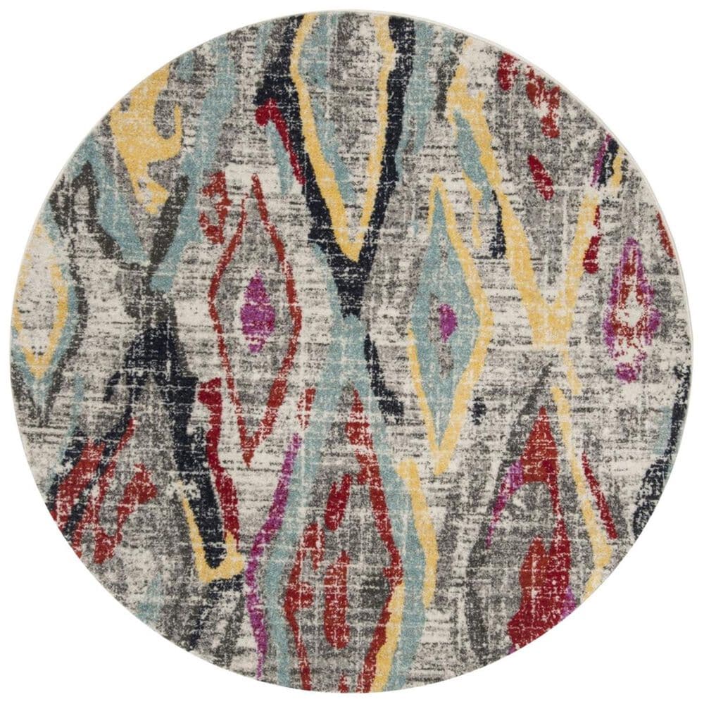 Safavieh Adirondack ADR209F 6" Round Light Grey and Red Area Rug, , large