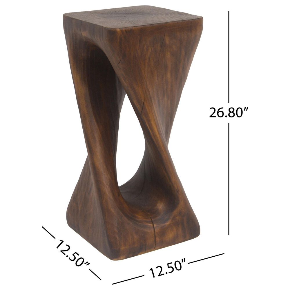 Hearth and Haven Outdoor End Table with Twist Design in Antique Brown, , large