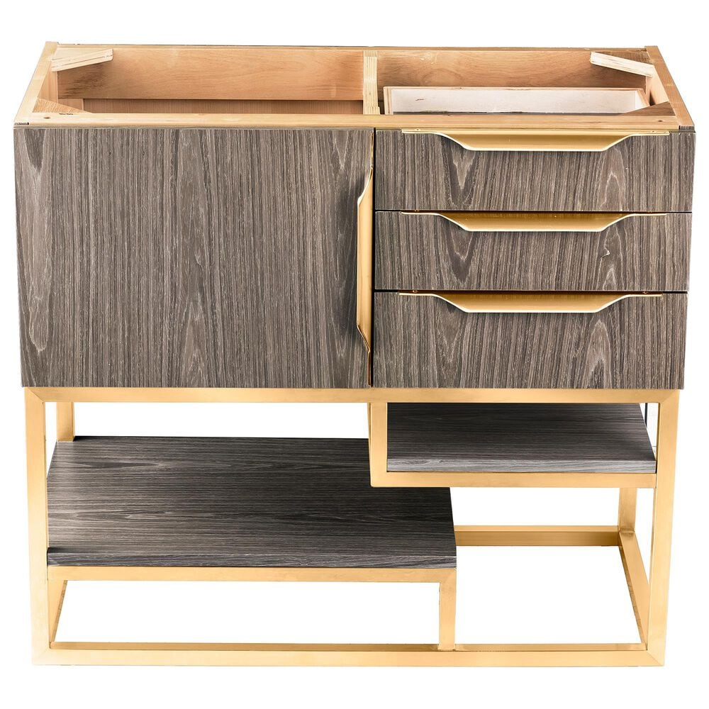 James Martin Columbia 36" Single Bathroom Vanity Cabinet in Ash Gray and Radiant Gold, , large