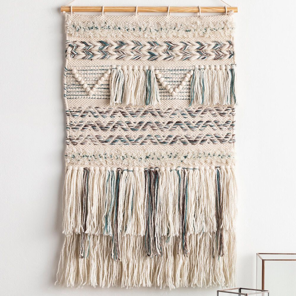 Surya Karina Wall Hanging in Teal/Ivory/Taupe, , large