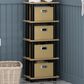HOMLUX 5-Tier Tall Corner Open Bookshelf with 4 Storage Bins in Oak and Black, , large