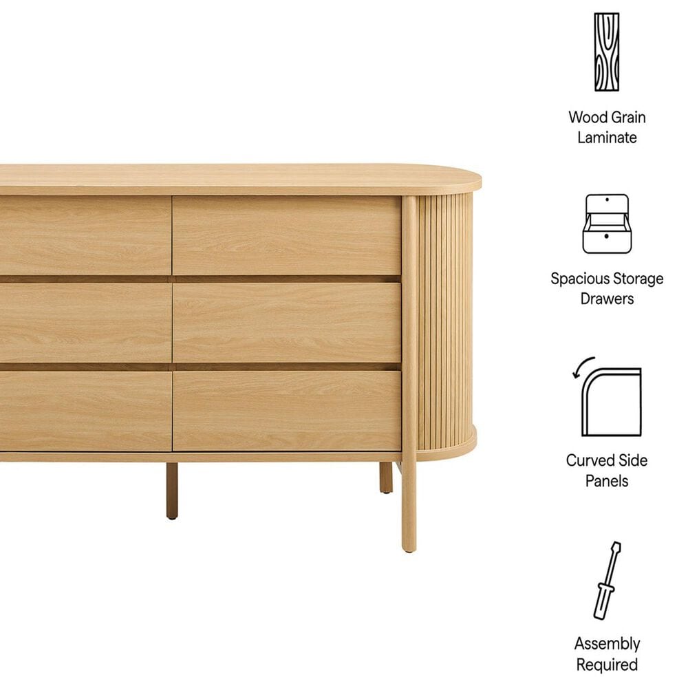 Modway Cadence 6-Drawer Dresser in Oak, , large