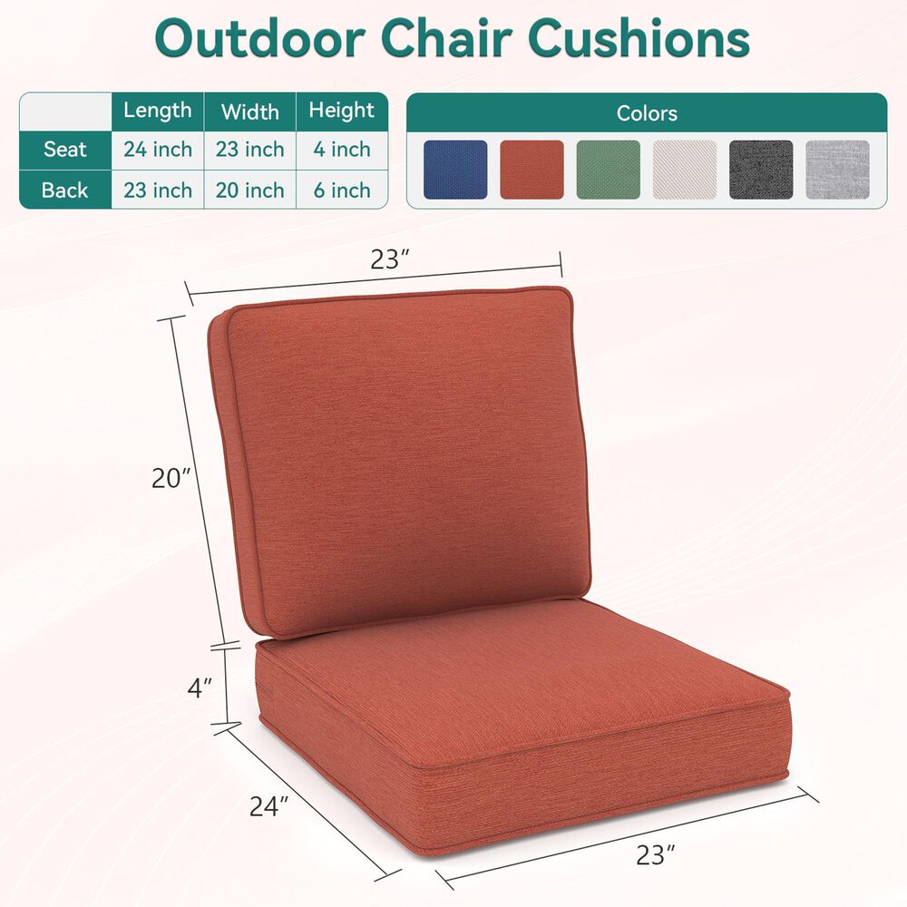 Sunwell Garden 4" Thick Outdoor Cushion Set in Red (Set of 2), , large