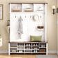 HOMLUX 6-Hook Hall Tree with 16-Compartment in White and Walnut, , large