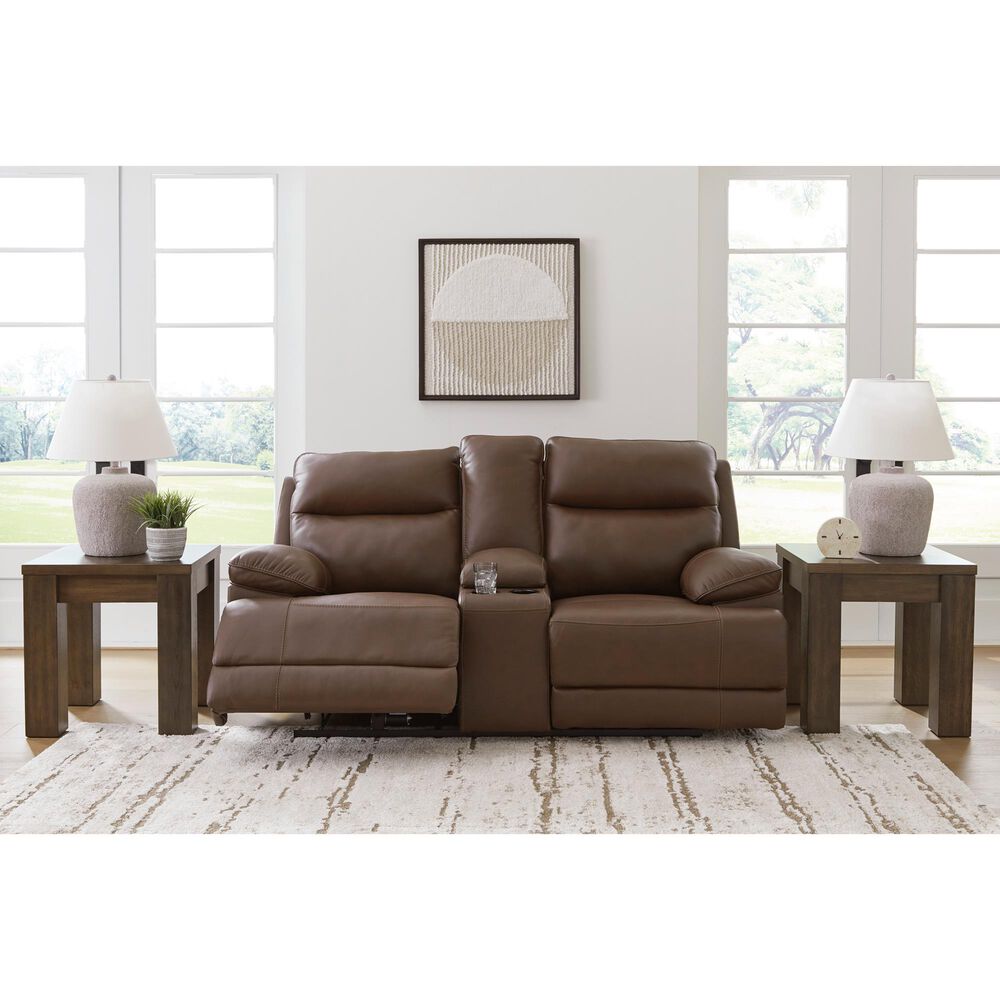Ashley VonRyan Power Reclining Loveseat with Adjustable Headrest in Tobacco, , large