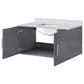 Lexora Home Geneva 36" Single Bathroom Vanity in Dark Grey with 2 cm White Cultured Marble Top and Rectangular Sink, , large