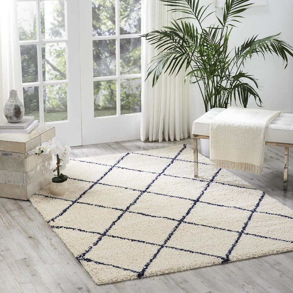 Nourison Brisbane BRI03 8&#39;2&quot; x 10&#39; Ivory and Blue Area Rug, , large