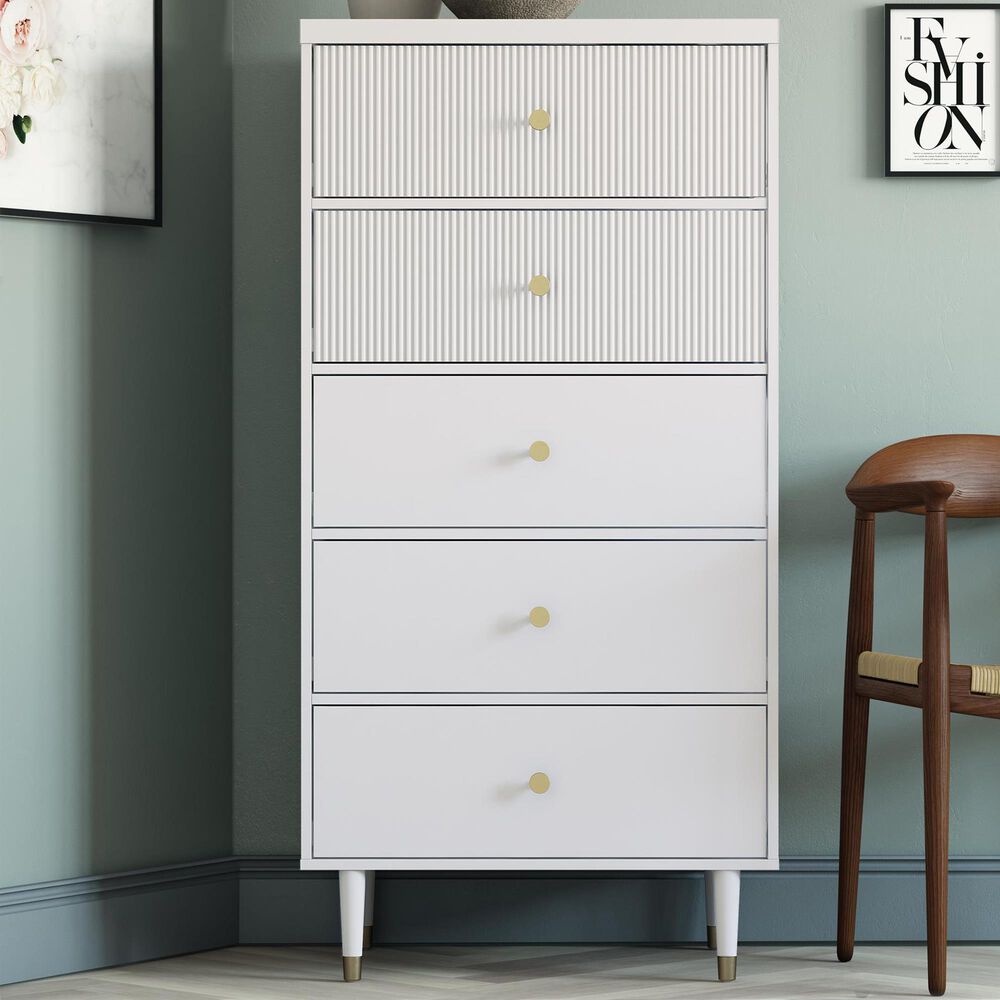 DHP Elizabeth 5-Drawer Chests in Dove Gray, , large