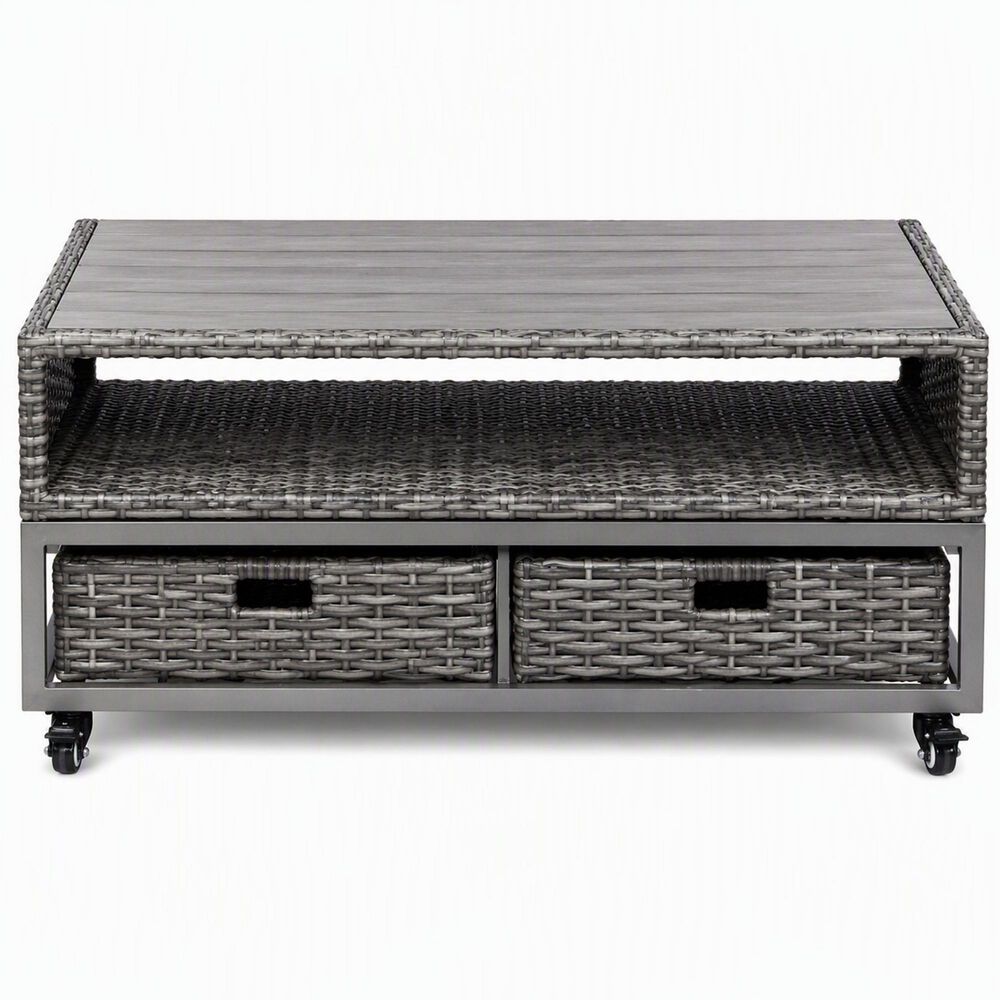 Summit Home Hampton Cove 42" Patio Rectangular Coffee Table in Gray, , large