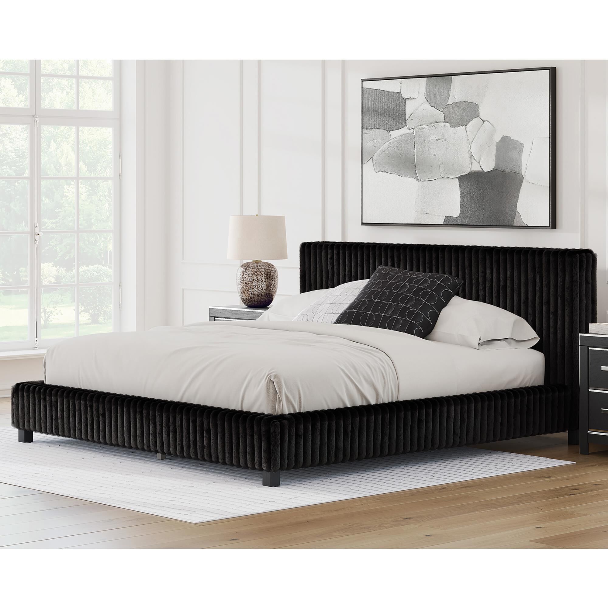 Ashley Zuraleus King Upholstered Platform Bed in Black