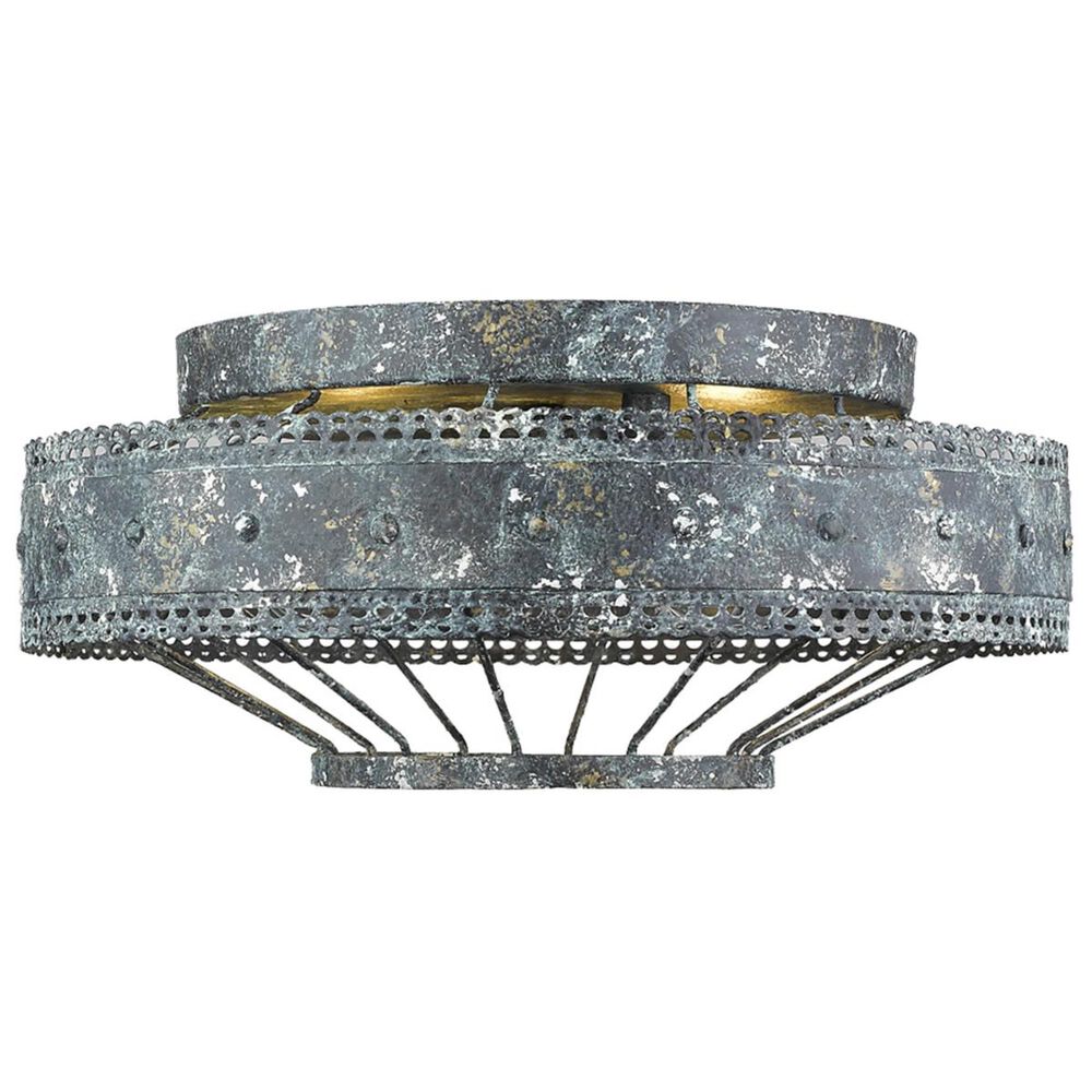 Golden Lighting Ferris Flush Mount in Blue Verde Patina, , large