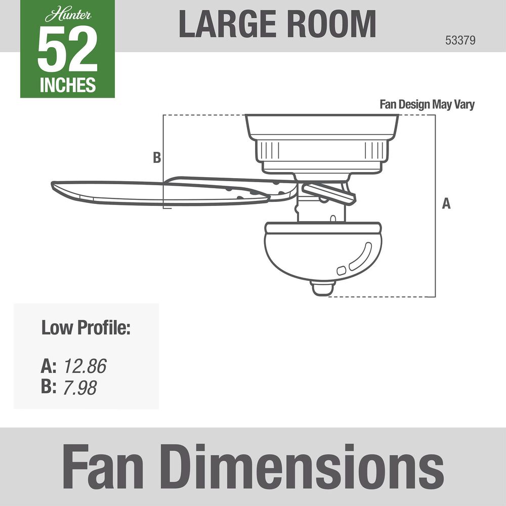 Hunter Kenbridge Low Profile 52&quot; Ceiling Fan with LED Lights in Noble Bronze, , large
