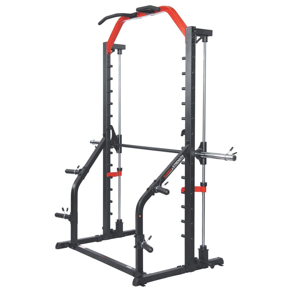 Sunny Health &amp; Fitness Essential Series II Smith Machine Squat Rack in Black and Red, , large