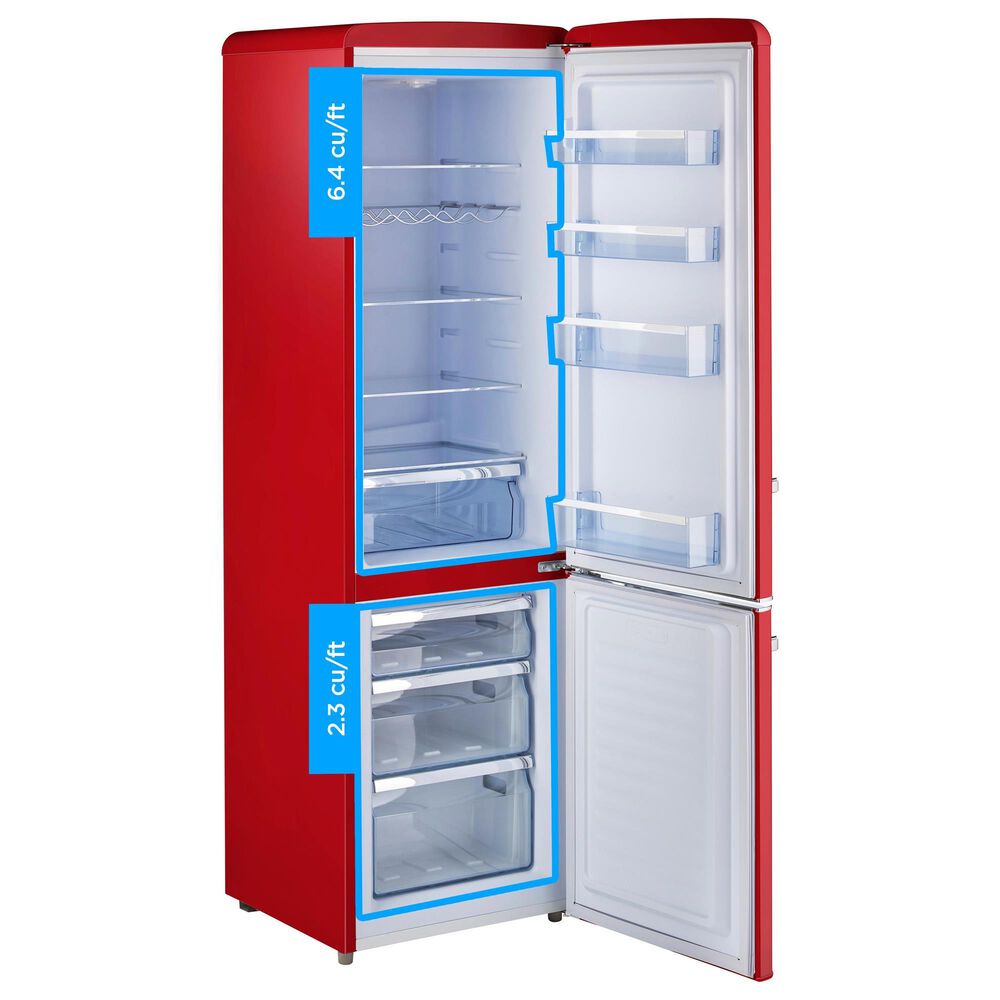 Unique Appliances Classic Retro 9 Cu. Ft. Bottom Freezer Regfrigerator In Candy Apple Red, , large