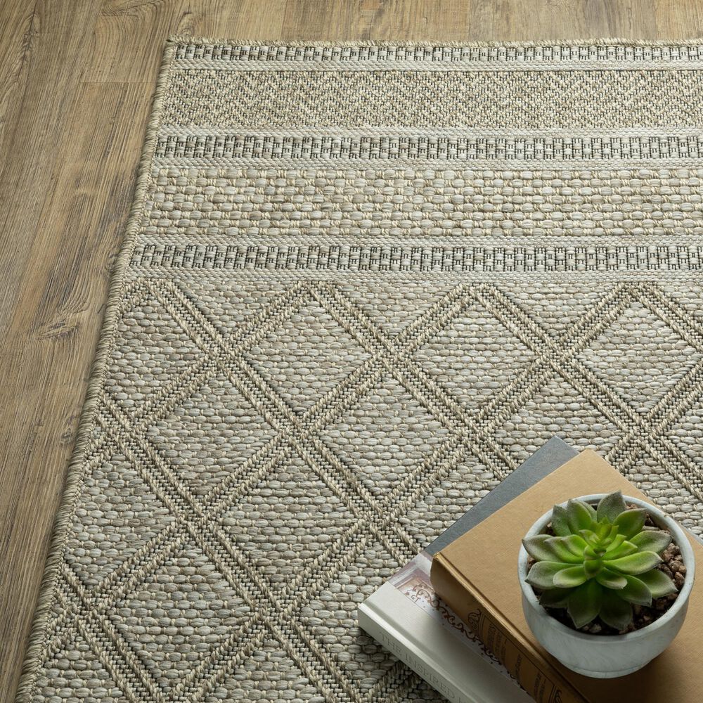 Oriental Weavers Tortuga TR10A 1&#39;10&quot; x 7&#39;6&quot; Beige and Black Runner, , large