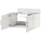 Lexora Home Geneva 36" Single Bathroom Vanity in Glossy White with 2 cm White Carrara Marble Top and Rectangular Sink, , large