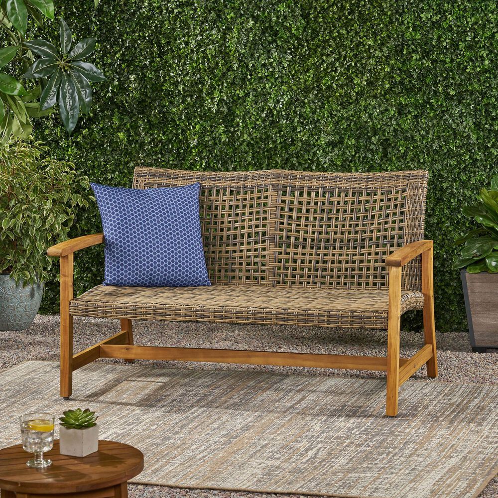 Hearth and Haven Hampton Outdoor Loveseat in Natural and Grey, , large