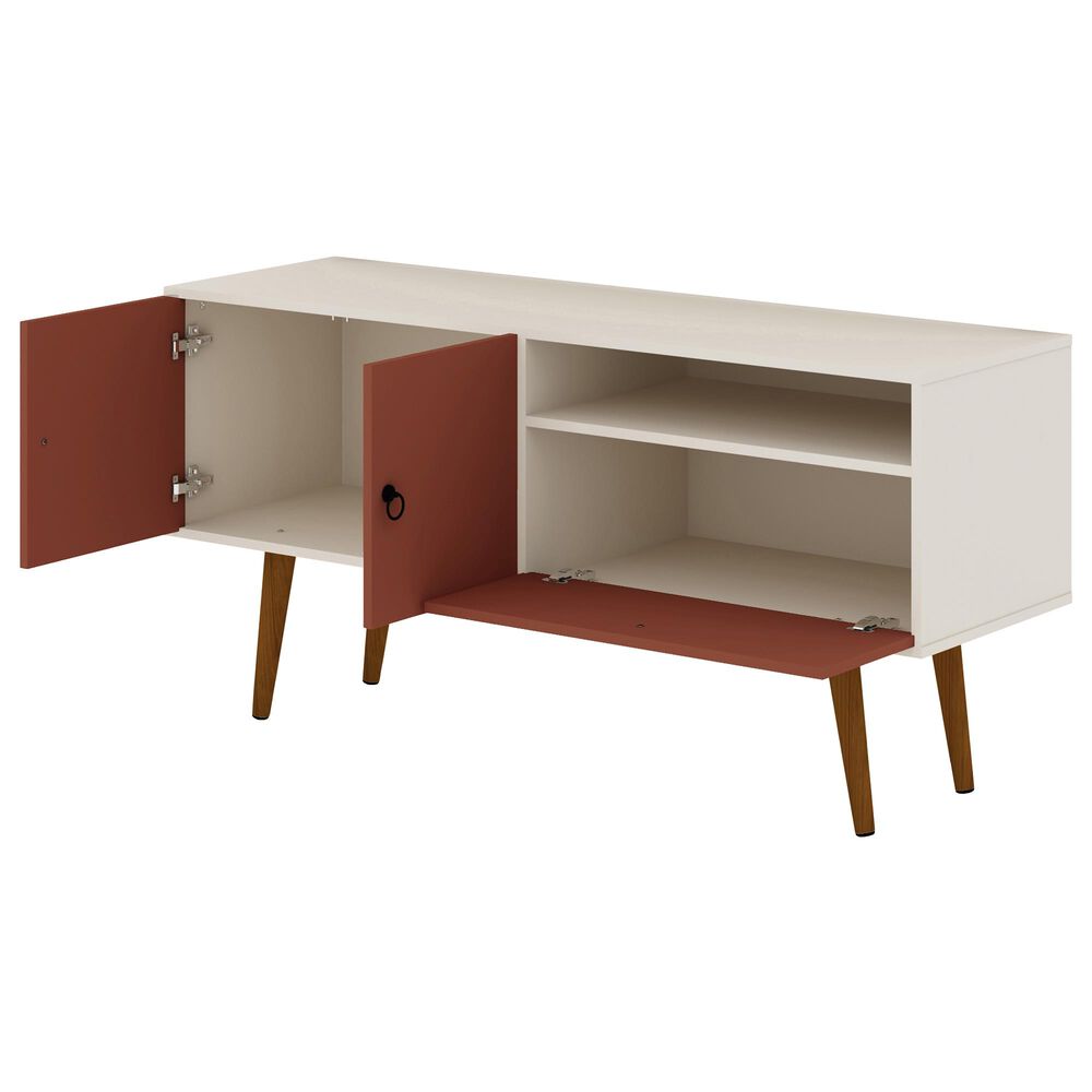 Manhattan Tribeca 53.94&quot; TV Stand in Off White and Terra Pink, , large