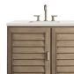 James Martin Vanities Portland 60" Double Bathroom Vanity in Whitewashed Walnut with 3 cm Lime Delight Quartz Top and Rectangular Sinks, , large