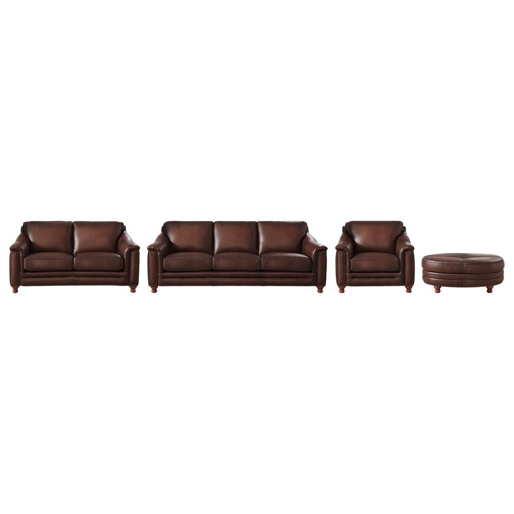Hydeline Belfast 4-Piece Stationary Living Room Set in Caramel Brown, , large