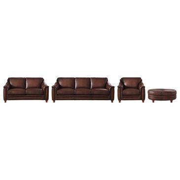 Hydeline Belfast 4-Piece Stationary Living Room Set in Caramel Brown, , large