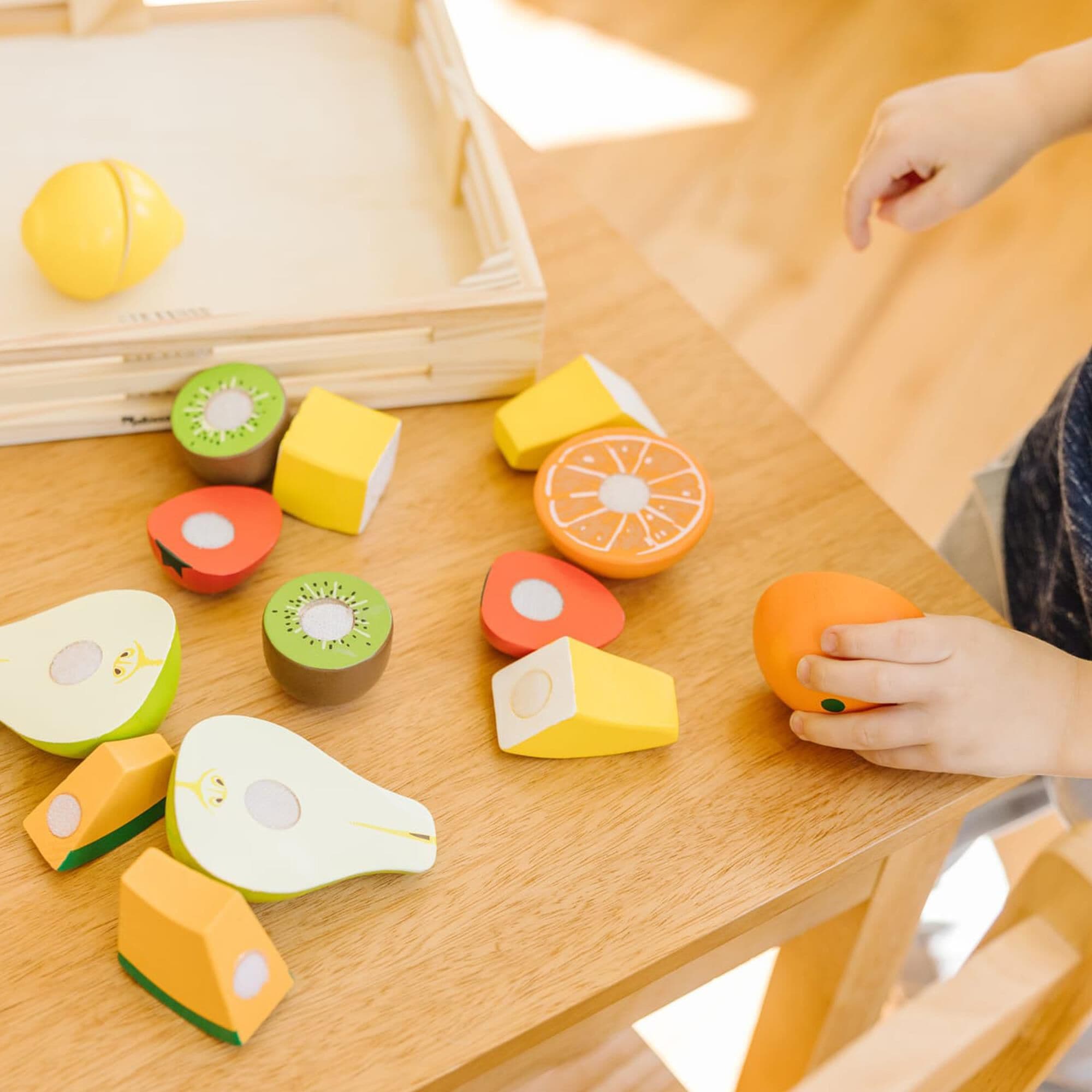 Melissa Doug Cutting Fruit Wooden Play Food Set NFM