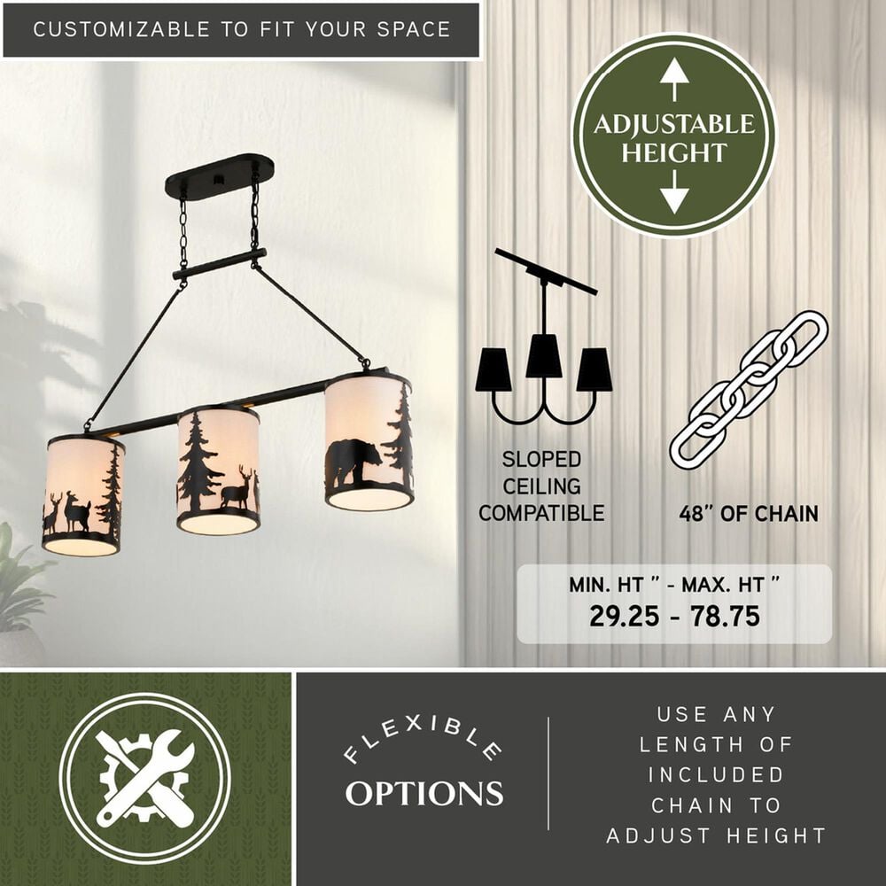 Vaxcel International Co. Ltd. Acadia 3-Light Linear Chandelier in Bronze, , large