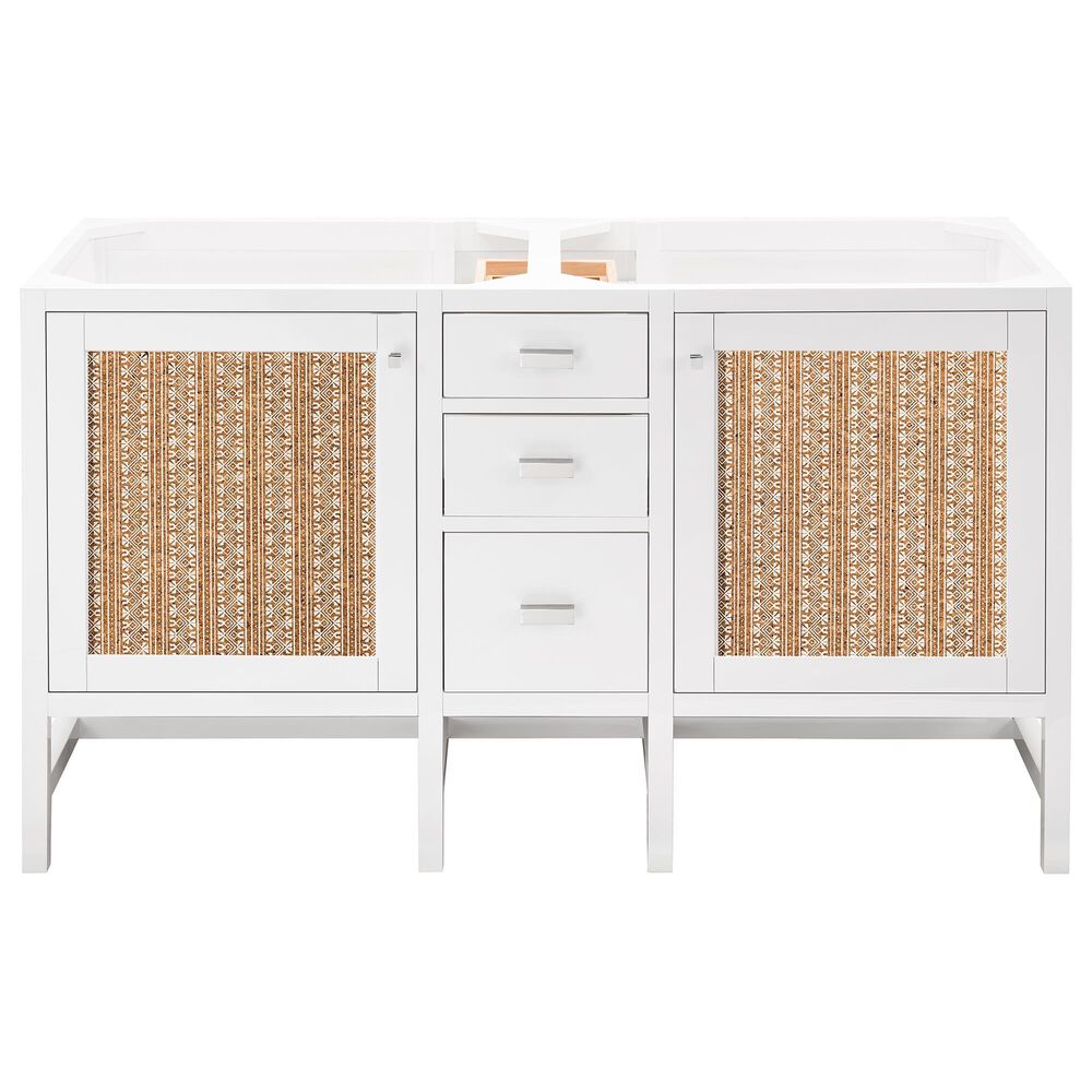 James Martin Vanities Addison 60&quot; Double Bathroom Vanity in Glossy White with 3 cm Lime Delight Quartz Top and Rectangular Sinks, , large