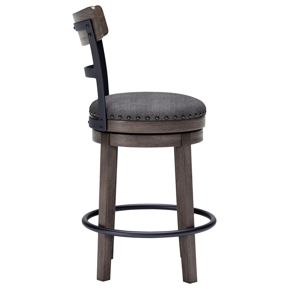 Ashley Caitbrook Swivel Counter Stool in Antiqued Gray and Black, , large