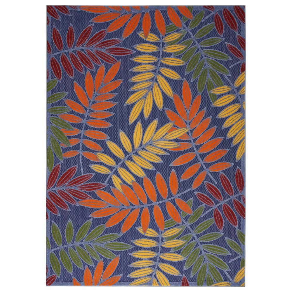 Nourison Aloha ALH18 6" x 9" Navy and Multicolor Indoor/Outdoor Area Rug, , large