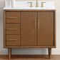 37B Mertola 36" Single Bathroom Vanity Cabinet in Dark Maplewood with White Composite Stone Top and Backsplash, , large