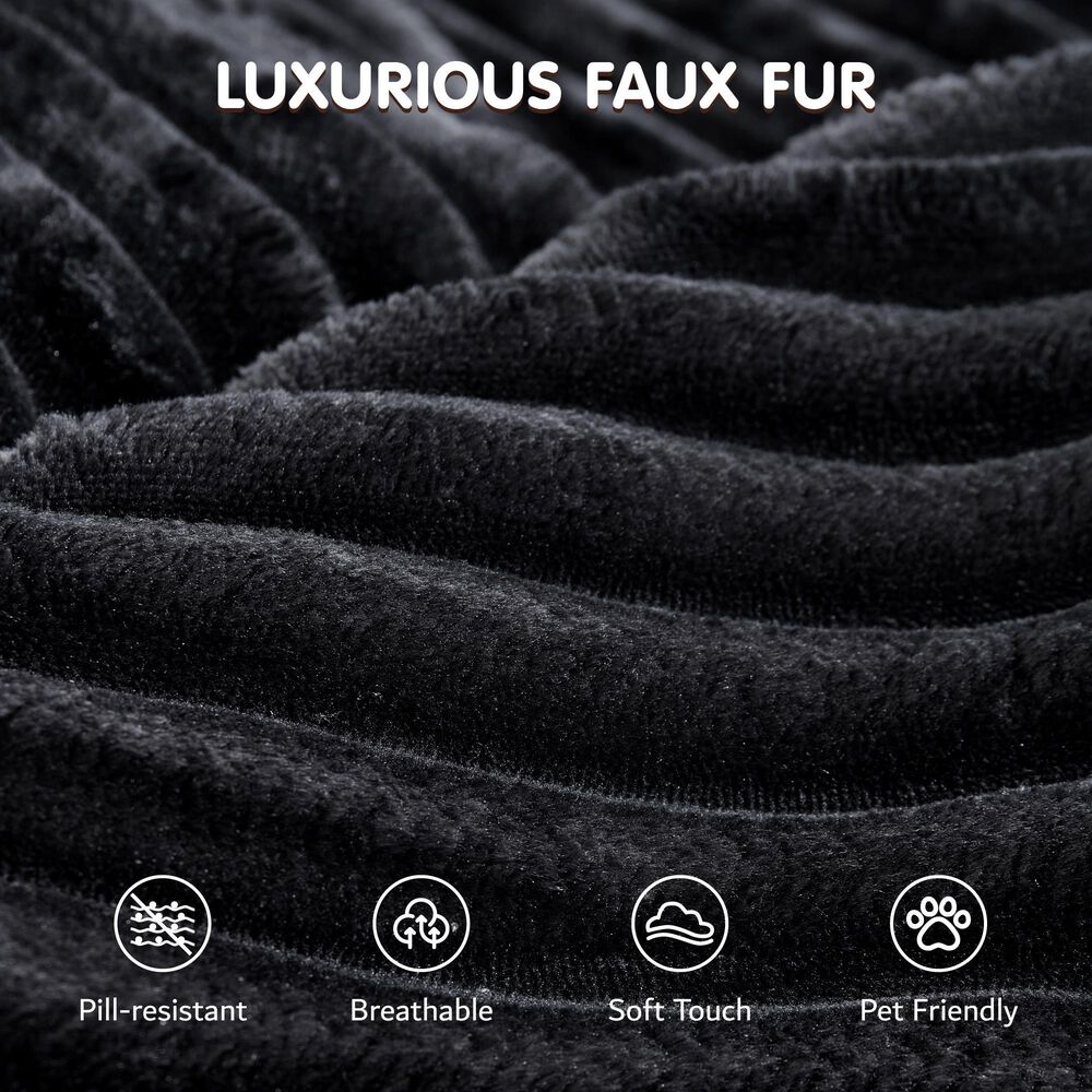 HOMLUX 59" Plush Corduroy Round Chair in Black, , large