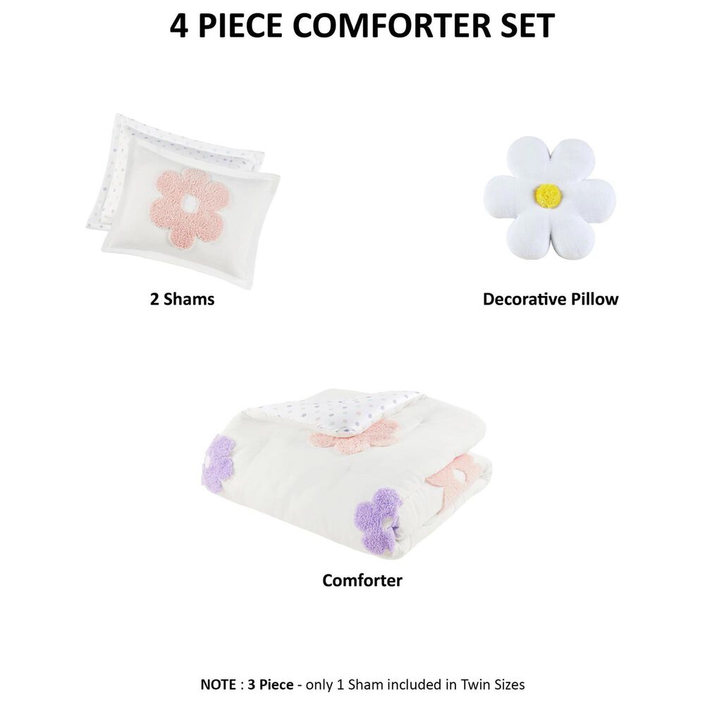 Hampton Park Gracie 4-Piece Full/Queen Comforter Set in White and Purple, , large