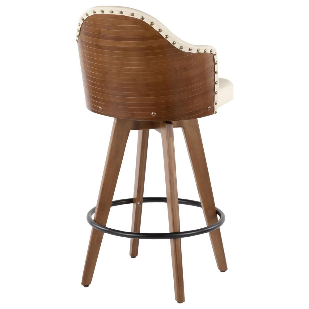 Lumisource Ahoy Swivel Counter Stool with Cream Cushion in Walnut and Black, , large