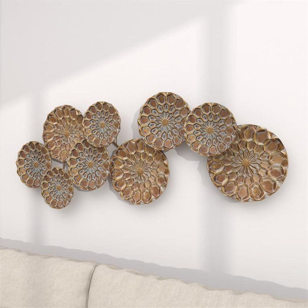 Maple and Jade 19&quot; x 50&quot; Wall Sculptures in Satin Gold, , large