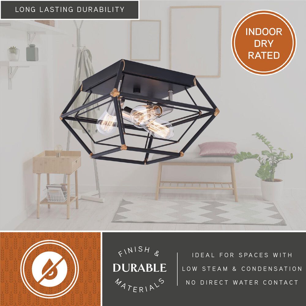Vaxcel Bartlett 3-Light Flush Mount in Oil Rubbed Bronze and Satin Nickel, , large