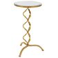 Maple and Jade Quatrefoil End Table with Mirrored Glass Top in Gold, , large